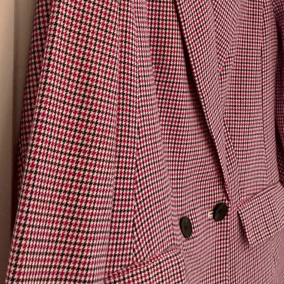 Talbots Pink, Black and Ivory Plaid Double Breasted Blazer - NWOT - Picture 3 of 15